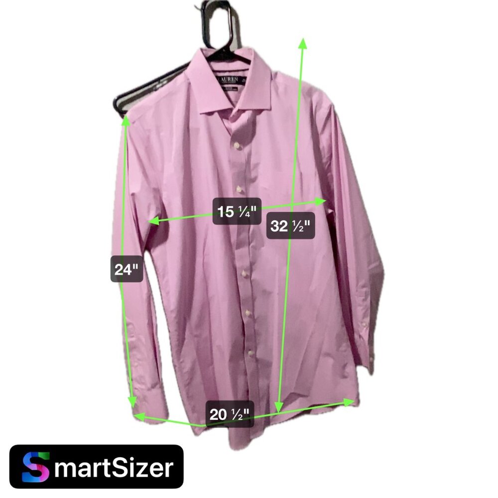 Lauren Ralph Lauren Slim Fit Mens Pink Dress Shirt 15.5 32/33 Cotton Stretch Non - Picture 7 of 7